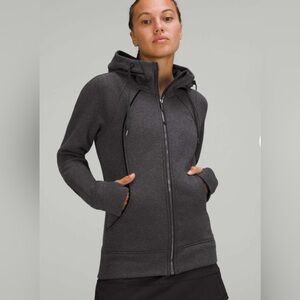 🌼Lululemon Scuba Full Zip *Plush Hoodie Heathered Black and silver Size 6